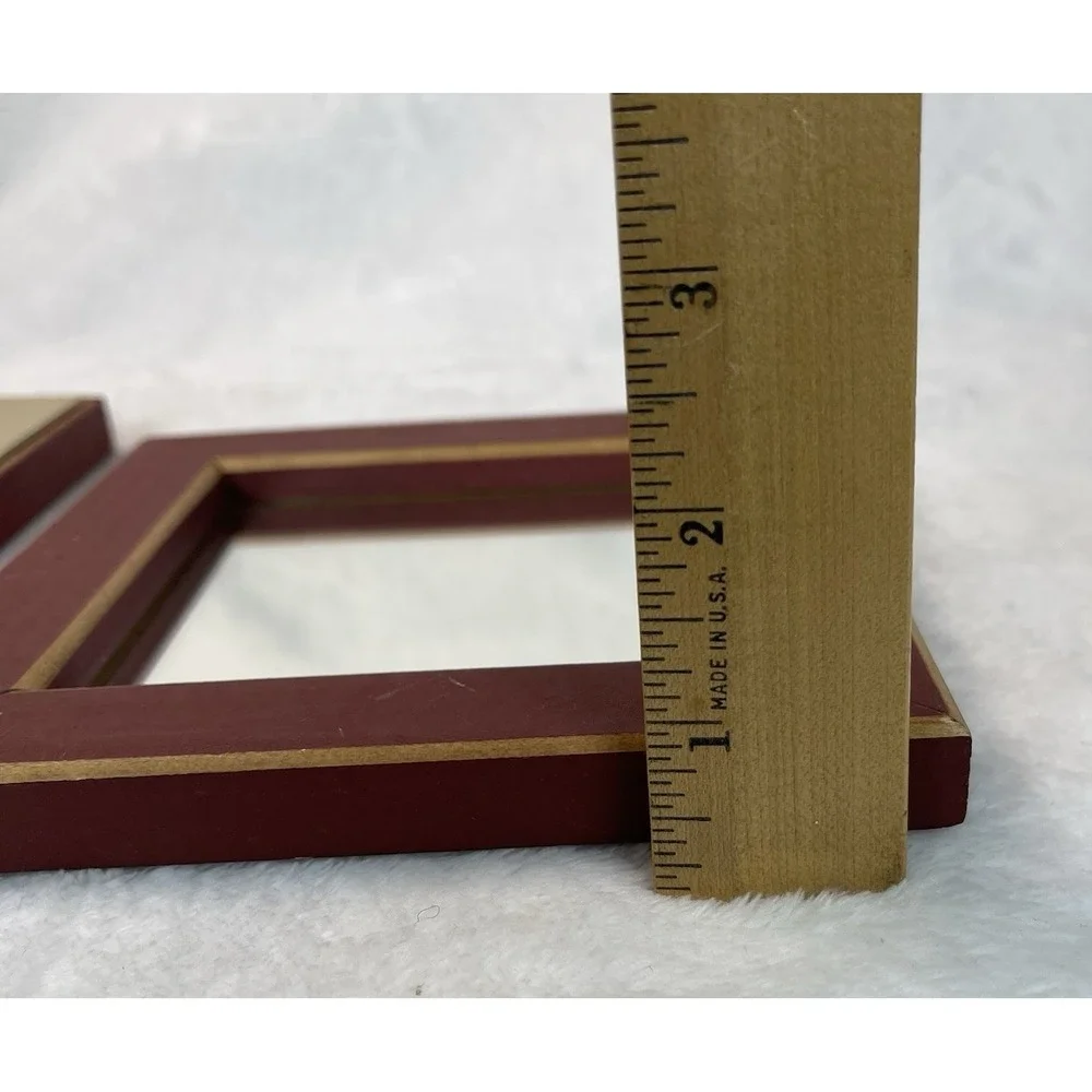 Set of 2 Home Interiors Wood Frame Mirrors 6x6 Rustic Farmhouse Decor